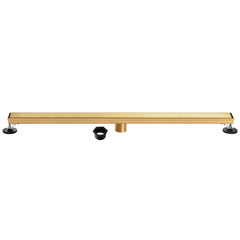 Linear Shower Drain, Watercourse, 60 Inch with Tile Insert in Brushed Brass