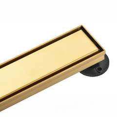 Linear Shower Drain, Watercourse, 60 Inch with Tile Insert in Brushed Brass