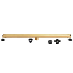 Linear Shower Drain, Watercourse, 60 Inch with Tile Insert in Brushed Brass