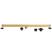 Linear Shower Drain, Watercourse, 60 Inch with Tile Insert in Brushed Brass