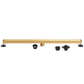 Linear Shower Drain, Watercourse, 60 Inch with Tile Insert in Brushed Brass