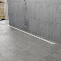 Linear Shower Drain, Watercourse, 72-Inch with Reversible Tile Insert in Brushed Nickel
