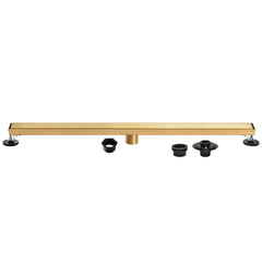 Linear Shower Drain, Watercourse, 72 Inch with Reversible Tile Insert in Brushed Brass
