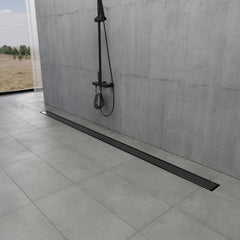 Linear Shower Drain, Watercourse, 72-Inch with Tile Insert in Matte Black