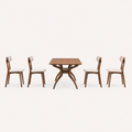 Side | true profile of the trestle leg curve and one chair's side silhouette