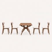 Side | true profile of the trestle leg curve and one chair's side silhouette