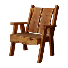 Live Edge Chair with Metal Frame and Cushion in Cedar Stain