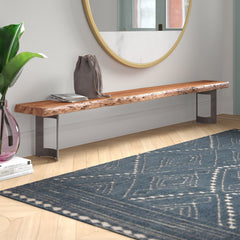Live Edge Dining Bench, 92-Inch Acacia Wood with Metal Legs, Brown