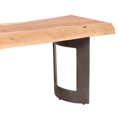 Live Edge Dining Bench, 92-Inch Acacia Wood with Metal Legs, Brown