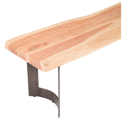 Live Edge Dining Bench, 92-Inch Acacia Wood with Metal Legs, Brown