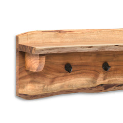 Live Edge Hall Tree with Bench and 4 Hooks, Solid Acacia Wood, Brown
