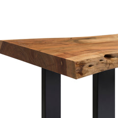 Live Edge Hall Tree with Bench and 4 Hooks, Solid Acacia Wood, Brown