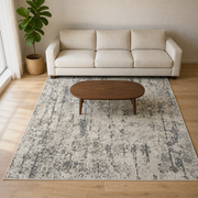 In the room | brecon beige, grey and ivory abstract rug in a living room