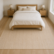 In the room | llugwy pale natural jute rug in a bedroom