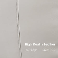 Living Room Armchair, Beige Faux Leather with Black Metal Legs