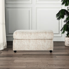 Living Room Ottoman, Rectangle, Parchment Corduroy with Black Legs