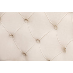 Lounge Chair, Beige Velvet, Brown Wood Legs