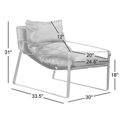 Lounge Chair in Cappuccino Genuine Leather with Black Metal Legs