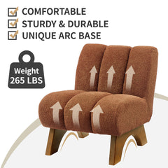 Lounge Chair, Tufted Back, Orange Sherpa Upholstery