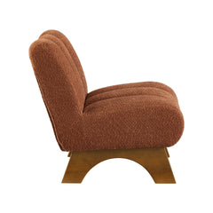 Lounge Chair, Tufted Back, Orange Sherpa Upholstery