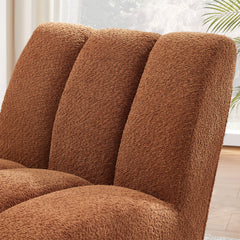 Lounge Chair, Tufted Back, Orange Sherpa Upholstery