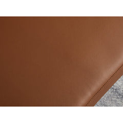 Loveseat, 2-Seater, Brown Faux Leather, Dark Brown Wood Legs