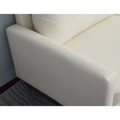 Loveseat, 2-Seater, Brown Faux Leather, Dark Brown Wood Legs