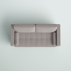 Loveseat, Beige Polyester Upholstery, Metal Frame, Brown Metal Legs