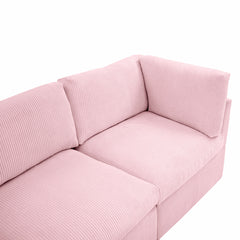 Loveseat, Corduroy Upholstery, Pink, Black Plastic Legs
