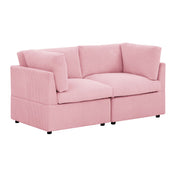 Loveseat, Corduroy Upholstery, Pink, Black Plastic Legs