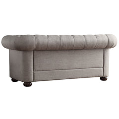 Loveseat, Pewter Gray Linen with Espresso Legs