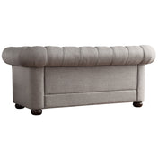 Loveseat, Pewter Gray Linen with Espresso Legs