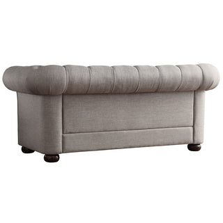 Loveseat, Pewter Gray Linen with Espresso Legs