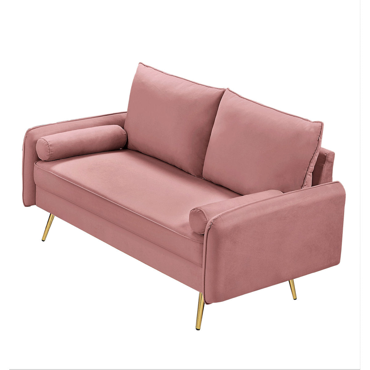 Loveseat, Seats 2, Rose Velvet with Gold Metal Legs
