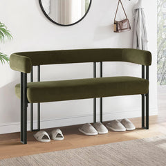 Loveseat, Seats Two, Green Velvet with Black Metal Legs
