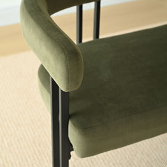 Loveseat, Seats Two, Green Velvet with Black Metal Legs