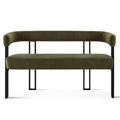 Loveseat, Seats Two, Green Velvet with Black Metal Legs
