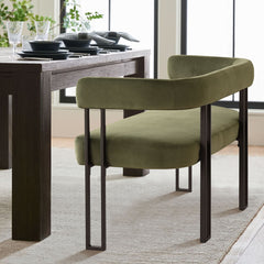 Loveseat, Seats Two, Green Velvet with Black Metal Legs