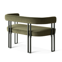 Loveseat, Seats Two, Green Velvet with Black Metal Legs