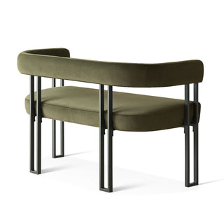 Loveseat, Seats Two, Green Velvet with Black Metal Legs