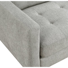 Loveseat, Tufted Smoke Polyester, Square Arms, Solid Wood Legs