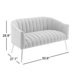 Loveseat, Tufted Velvet in Pink with Golden Legs