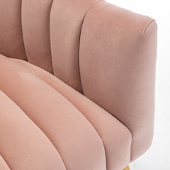 Loveseat, Tufted Velvet in Pink with Golden Legs