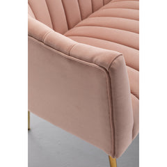 Loveseat, Tufted Velvet in Pink with Golden Legs