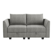 Loveseat with Hidden Storage, Gray Polyester Blend with Black Legs