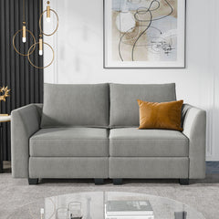 Loveseat with Hidden Storage, Gray Polyester Blend with Black Legs
