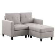 Loveseat with Ottoman, Polyester Blend, Light Gray with Black Legs