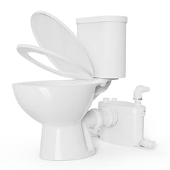 Macerating Toilet, Two-Piece, 600W, 4 Water Inlets, Round Bowl, White
