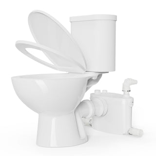 Macerating Toilet, Two-Piece, 600W, 4 Water Inlets, Round Bowl, White