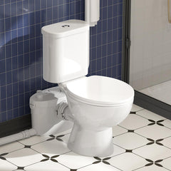 Macerating Toilet, Two-Piece, 600W, 4 Water Inlets, Round Bowl, White